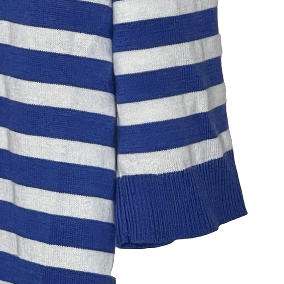 Talbots Petites Open Front Cardigan Size SP Blue White Striped Womens 3/4 Sleeve - Picture 3 of 5